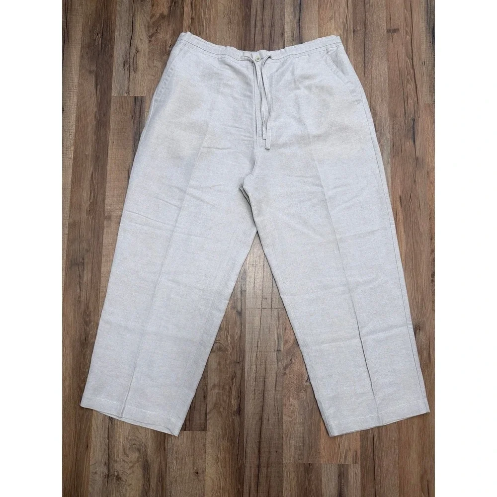 Cubavera Linen Blend Pants Light‎ Beige Drawstring Relaxed Fit XL NWOT